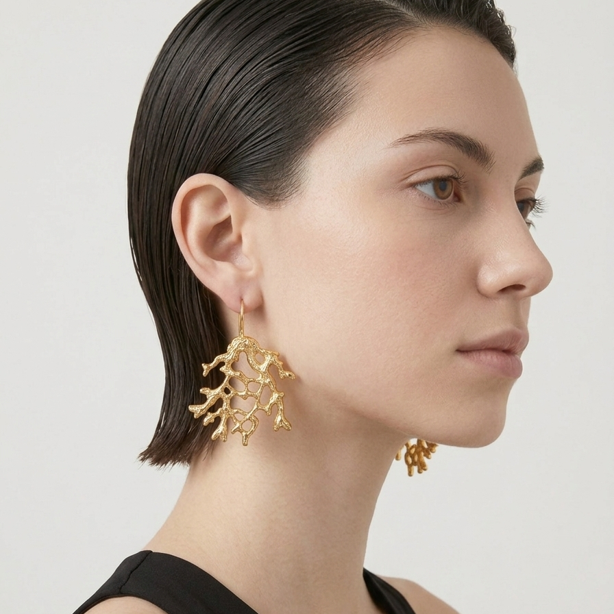 Large coral drop earrings