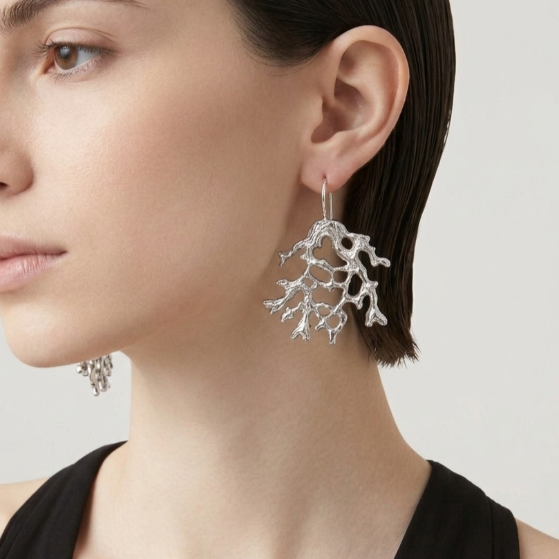 Large coral drop earrings